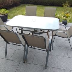 Garden table and chairs.
