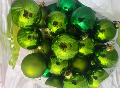 3 Dozen Green Xmas Baubles. ( Good Quality )