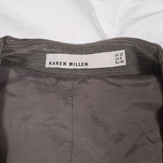 Karen Millen Taupe Grey Draped Asymmetric Wrap Sleeveless Midi Cocktail Dress 8UK/36EU