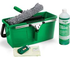 Window Cleaning Kit PRO Set Power Washer Sleeve, ErgoTec Squeegee, Bucket 12L, Liquid Glass Cleaner 1L, Safety Glass Scraper, Microfibre Cloth - Professional Window Cleaner Equipment