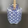 Teapot Blue White Hexagon Shape Brass Handle Floral Image 2