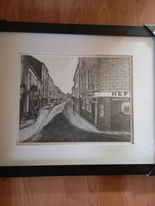 Wexford town main Street pencil charcoal art original