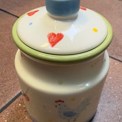 Price & Kensington Ceramic Storage Jar Airtight Lid Chicken And Hearts Pattern