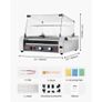 Hot Dog Roller, 30 Hot Dog 11 Rollers, Stainless Steel Sausage Grill Cooker, 2200W Commercial Hot Dog Machine with Dual Temp Control, Cover, Side Storage Box, Removable Shelf & Oil Drip Tray Image 2
