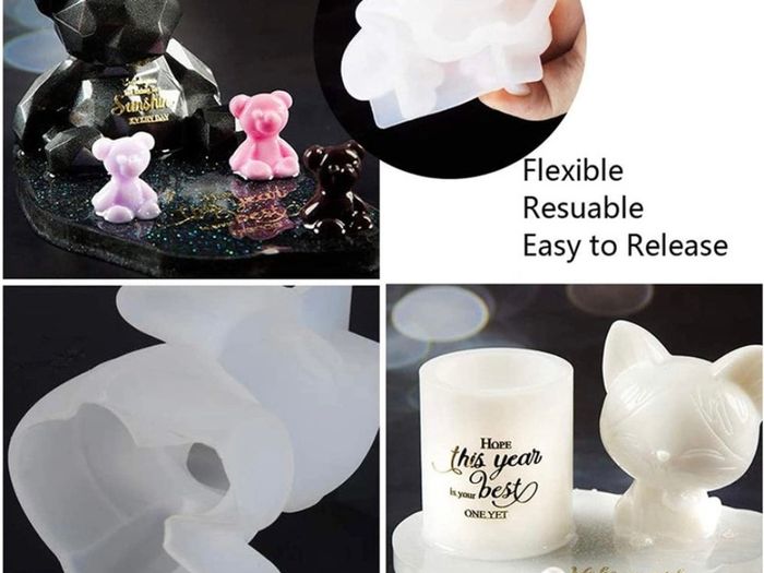 4 Pcs 3D Animals Epoxy Resin Mould Silicone Crystal Epoxy Casting Mold DIY Crafts Tool for Handmade Candle, Resin Crafts (FREE POSTAGE)