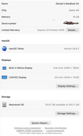 Apple MacBook Air 13.6-inch - M4 Chip, 16GB RAM, 256GB SSD