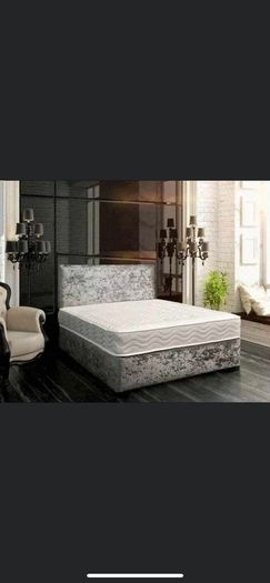 Crushed & plush velvet Divan Bed and mattress
