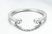 925 Sterling Silver Tassel Adjustable Clear CZ Ring