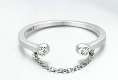 925 Sterling Silver Tassel Adjustable Clear CZ Ring