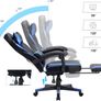 _Gaming Chair, Desk Chair with Footrest, Office Chair with Headrest and Lumbar Cushion, Height Adjustable, Ergonomic, 90-135deg Tilt Angle, 150 kg Load Capacity, Black + Blue Image 3