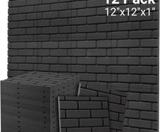 FREE SHIPPING Sound Proofing Panels, Brick Shaped Soundproofing Foam Panels, 12 Pack Acoustic Wall Panels for Room, Podcast, Recording, Studio Treatment 12 inch  X 12 inch X 1 inch