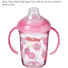 Brand New Nuby Grip 'N' Sip sippy Cup features dual easy-grip handles
