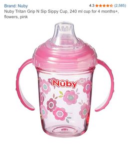 Brand New Nuby Grip 'N' Sip sippy Cup features dual easy-grip handles