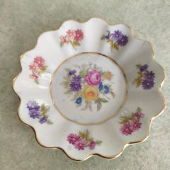 L C Czechoslovakia Porcelain Floral Trinket Dish,Collectible Porcelain Floral Trinket Dish made in Czechoslovakia,Vintage Trinket Dish