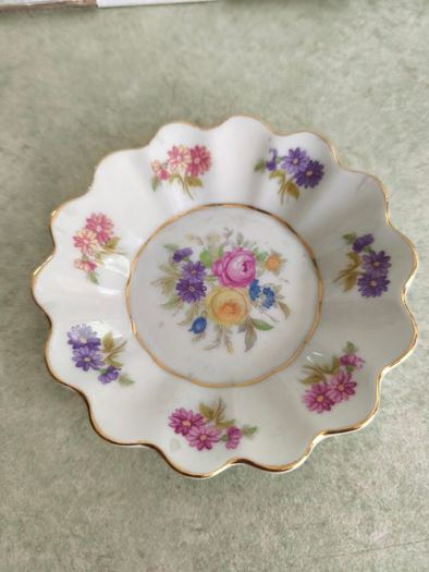 L C Czechoslovakia Porcelain Floral Trinket Dish,Collectible Porcelain Floral Trinket Dish made in Czechoslovakia,Vintage Trinket Dish