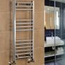 Chrome Straight Heated Towel Rail W400mm x H800mm Flat Central Heating Towel Radiator (FREE POSTAGE) Image 2