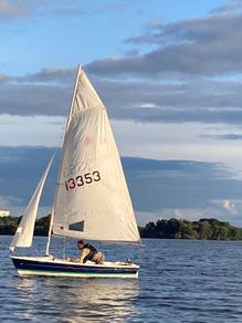 Laser 13 sailboat with road and launching trailer
