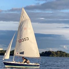 Laser 13 sailboat with road and launching trailer