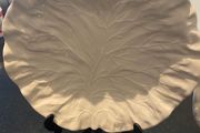 OKA White cabbage leaf pattern china 10.75  inches diameter plate .