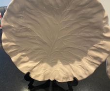 OKA White cabbage leaf pattern china 10.75  inches diameter plate .