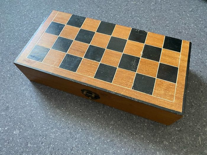 Vintage Chinese Bone Hand Carved Ivory Chess Set Hong Kong 1960s