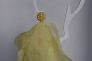 Lemon Yellow Pearl Cluster Stud Glass Inlay Extravagant Chiffon Petal Tassel Earrings