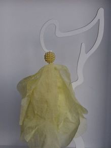 Lemon Yellow Pearl Cluster Stud Glass Inlay Extravagant Chiffon Petal Tassel Earrings
