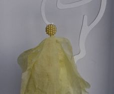 Lemon Yellow Pearl Cluster Stud Glass Inlay Extravagant Chiffon Petal Tassel Earrings