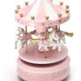 Brand New Music Box Wooden Carousel 4 Horse Mechanical Merry-Go-Round Wind-Up Image 4