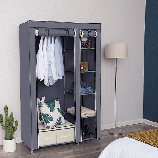 Canvas Folding Fabric Wardrobe 175 x 110 x 45 cm  - FREE DELIVERY NATIONWIDE