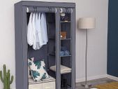 Canvas Folding Fabric Wardrobe 175 x 110 x 45 cm  - FREE DELIVERY NATIONWIDE
