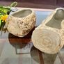 Vintage Set MCM Plant Pots x 2 Bark Pattern Stoneware Succulent Bonsai Planter 1950s Image 4