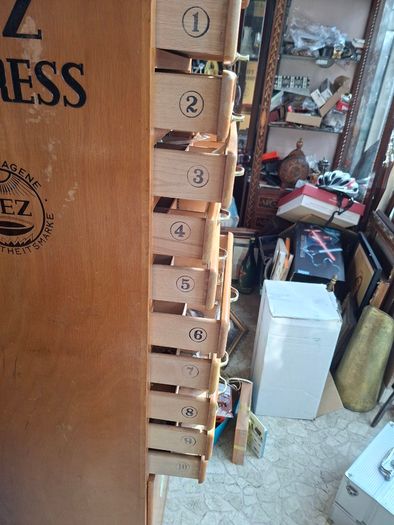 Beautiful Rare Old MEZ Progress Advertising Cabinet with Numbered Drawers 1 to 10 with Contents
