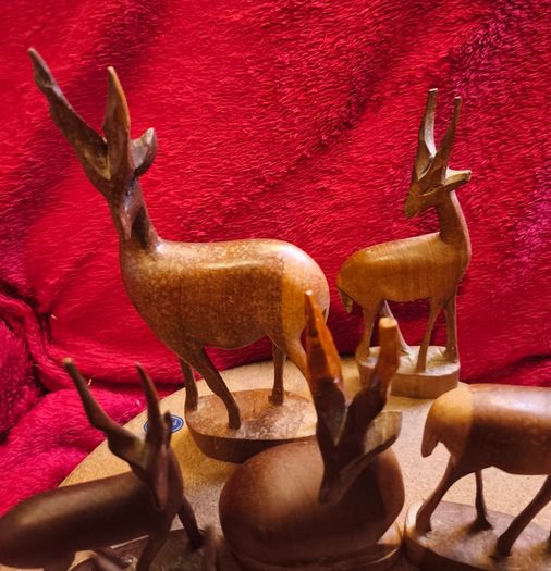 Vintage Teak Antelope Figures