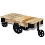 Coffee Table with Wheels Rough Mango Wood Image 4