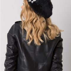 Lovely Black Hat with Sparkly Gems - cashmere style fabric - new/nice gift