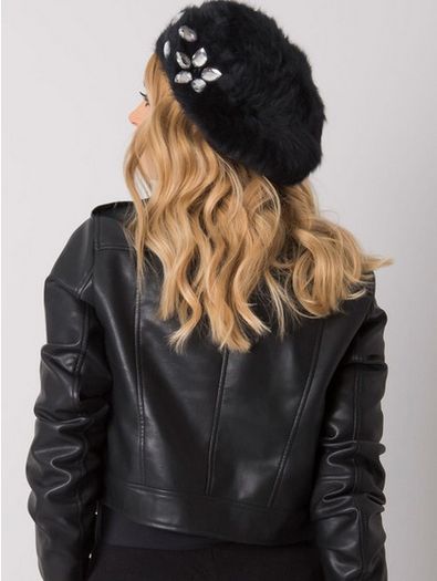Lovely Black Hat with Sparkly Gems - cashmere style fabric - new/nice gift