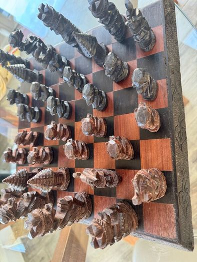 Hand-carved Makonde Tribal Chess Set
