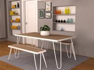 main image for ad Novogratz Paulette Dinning set 1 Table with 2 Benches Metal Frame 88192WNOEUK White