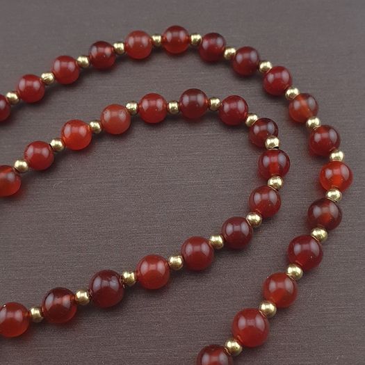Vintage Treasure Vase Pattern Agate & Carnelian Beads Necklace