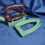 Vintage 1930s "The Rhythm" No. 375U Gas Iron with Enamel Trivet Stand & Hose Image 8