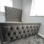 Ottoman Winged Panel Plush Velvet Upholstered Bed Frame Double & King Size Bed Image 7