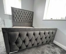 New Ottoman Upholstered Bed, Double Bed with Hydraulic Lifting Bar, Height Adjustable Padded Headboard, Metal Slatted Frame, Youth Bed, Adult Bed