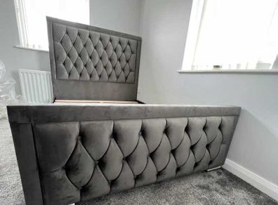 New Ottoman Upholstered Bed, Double Bed with Hydraulic Lifting Bar, Height Adjustable Padded Headboard, Metal Slatted Frame, Youth Bed, Adult Bed