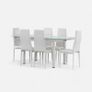 Extendable Glass Dining Table Set 6 chairs white Image 3