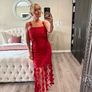 river island red crochet dress Image 3