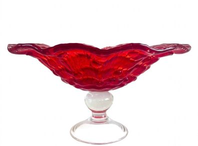 Vintage LE Smith Amberina Glass Compote
