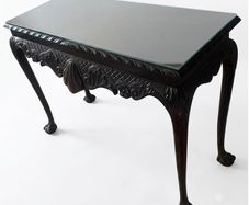 Tall  Mahogony Console Table with Glass Top