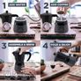 Rainbean Striped Black Stove Top Pot Espresso Maker 300 ml / 6 Cup Moka Gift Set with 2 Cups Image 4