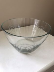 Heavy glass bowl with swirl pattern